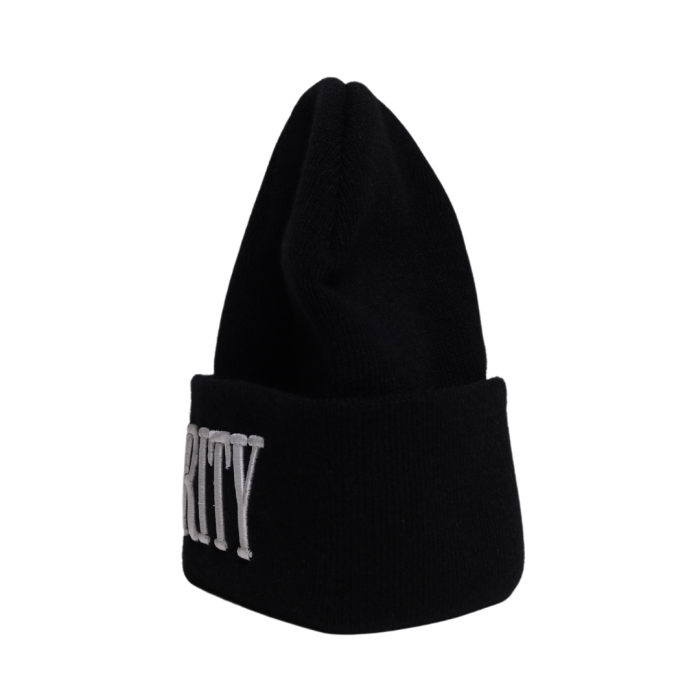 Black Beanie with Security ID Side Profile