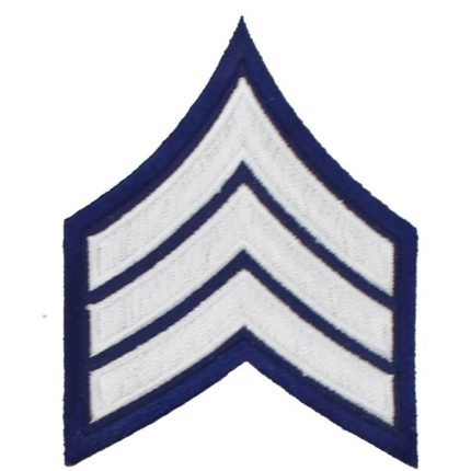 the Chevron for a Sergeant Has a White Color and Is Placed on a Navy Blue Background