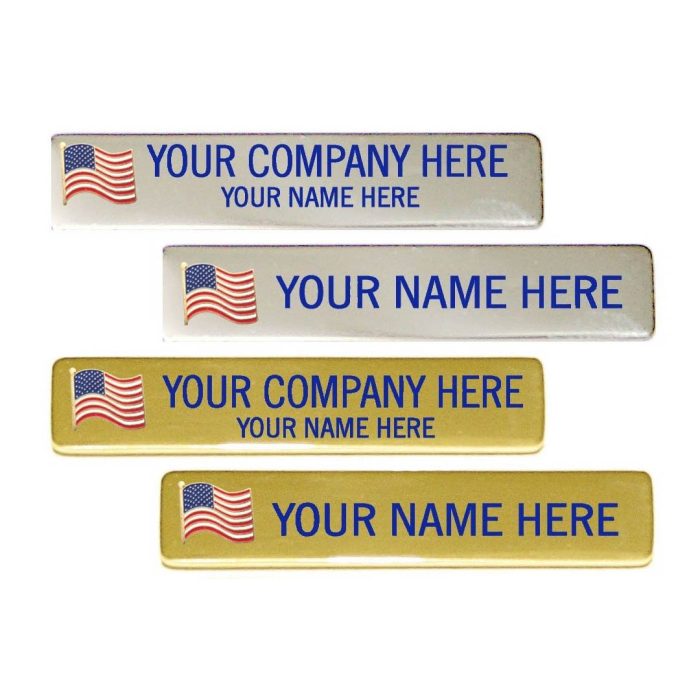 PATRIOTIC ENGRAVED NAME PLATE IN BLUE INK WITH USA FLAG 1080