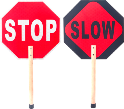 Aluminum Stop/slow Sign with Wood Handle