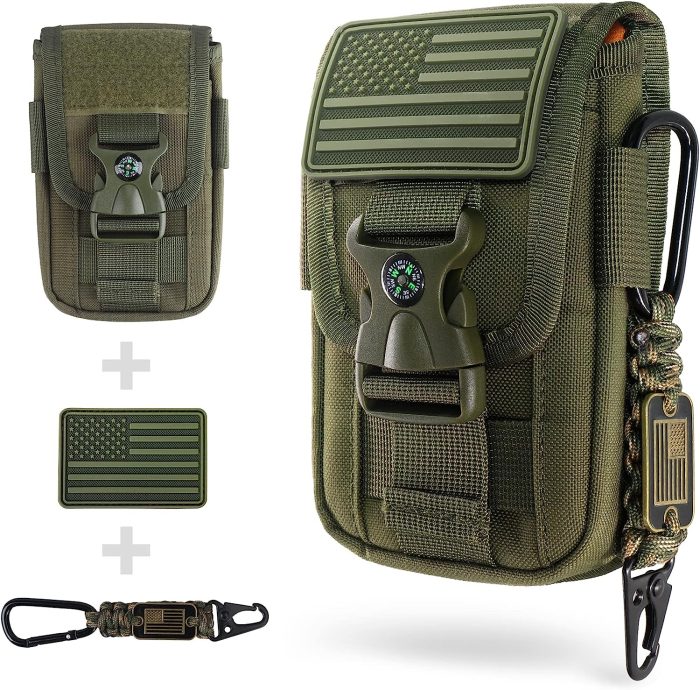 Tactical Green Molle Pouch with Compass Buckle
