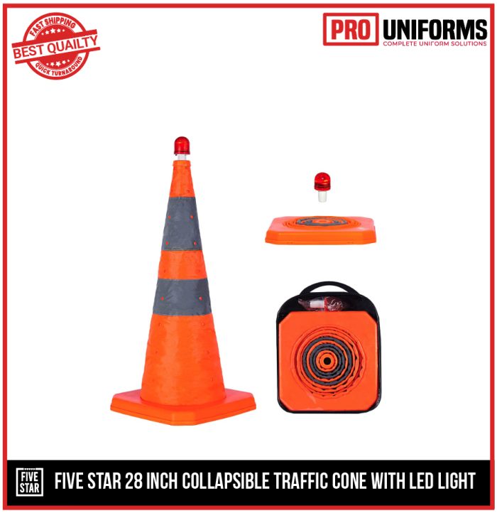 28 Inch Collapsible Traffic Cone with Led Light