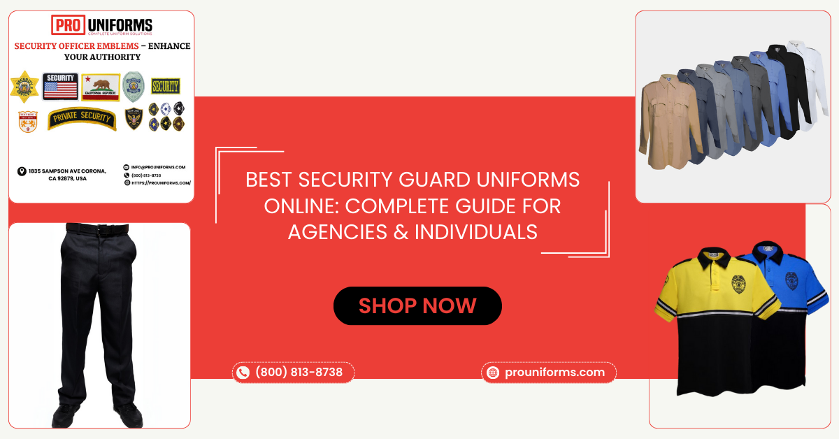 Professional security guard uniforms online – wholesale shirts, pants, jackets, and custom logo options for agencies and individuals.